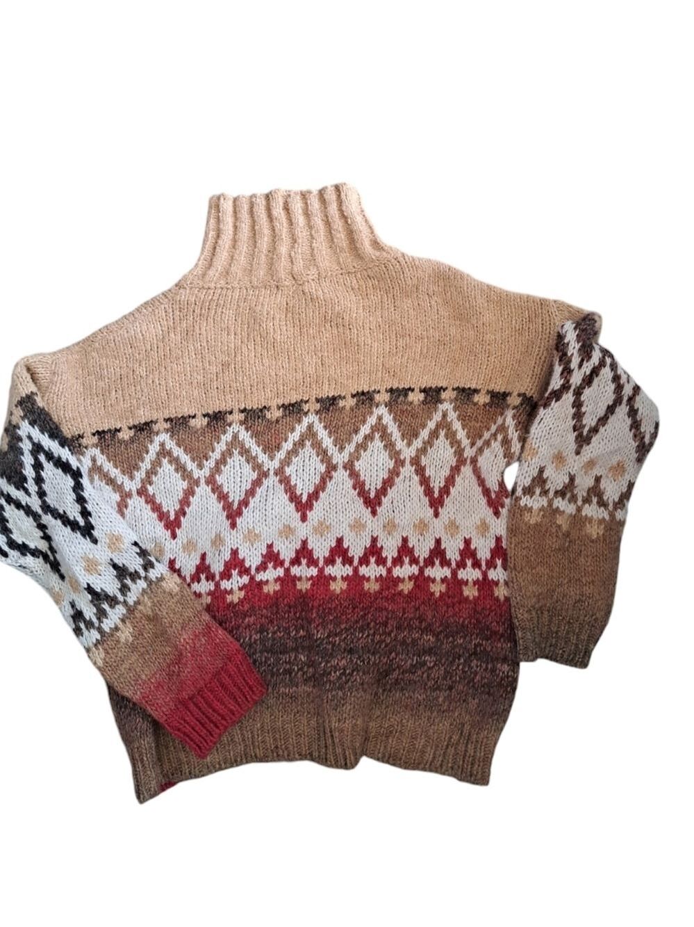 Elsamanda mock neck turtleneck sweater boxy Southwestern Italy wool blend LG